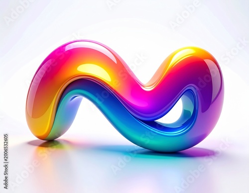 Glossy 3D infinity symbol with a colorful rainbow gradient on white background, representing eternity, continuity, and neurodiversity awareness.