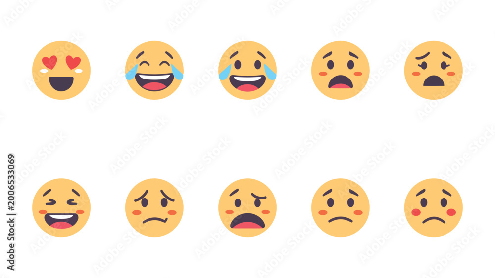 Fototapeta premium Emoticon Array: Capturing a diverse array of feelings and reactions with playful emoji icons.