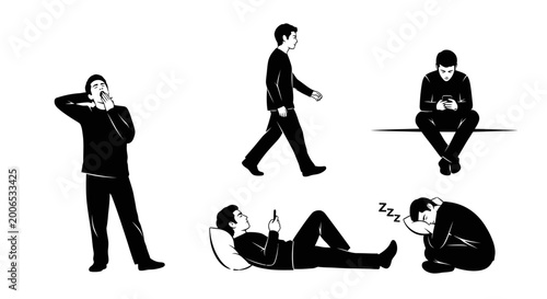 Photos Businessman in various tired poses.