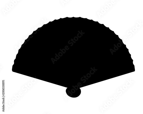 silhouette of a folding fan, vector illustration, icon isolated on a white background
