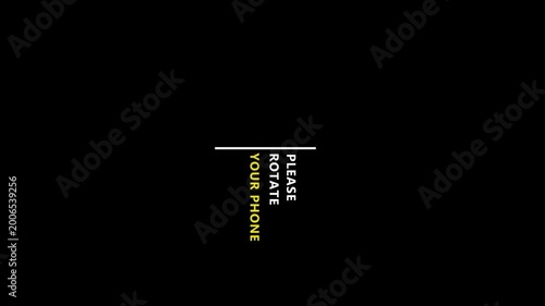 Please rotate your phone animation 4k video on black background, Turn you Smartphone and rotate device screen, Phone flip sign, Rotate device screen On Black Background