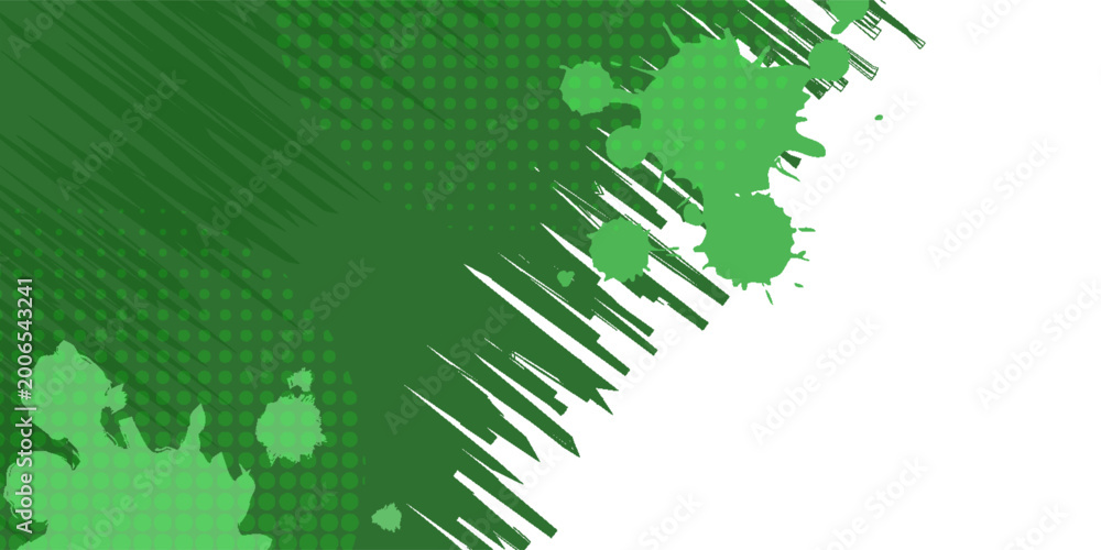 Fototapeta premium Abstract green and white background with grunge and halftone.