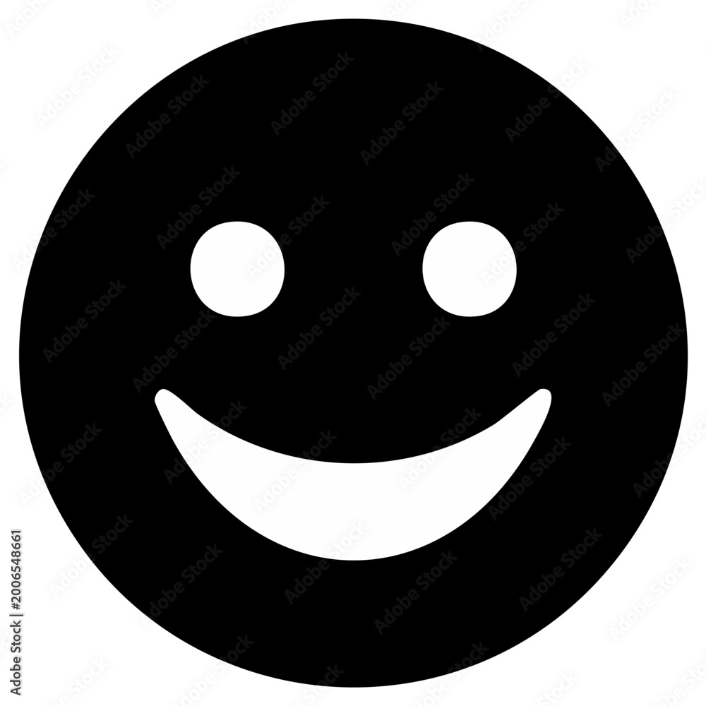 Fototapeta premium Cheerful Black and White Smiley Face Icon Expressing Happiness and Positive Emotion