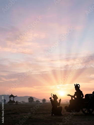 Mythological Scene of Krishna Giving Gita Updesh
