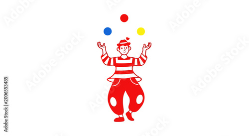 Foto Cartoon Clown Juggling Colorful Balls