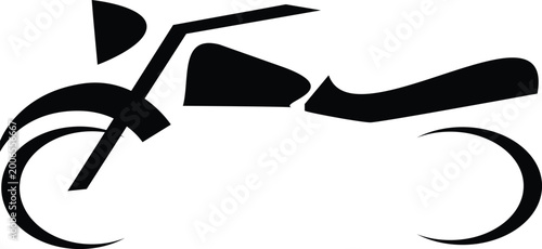 Stylized Black Silhouette of a Motorcycle on White Background