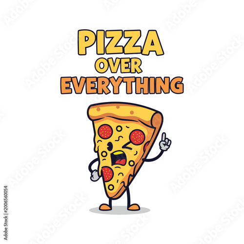 Pizza Over Everything Funny Cartoon Food Lover T-Shirt