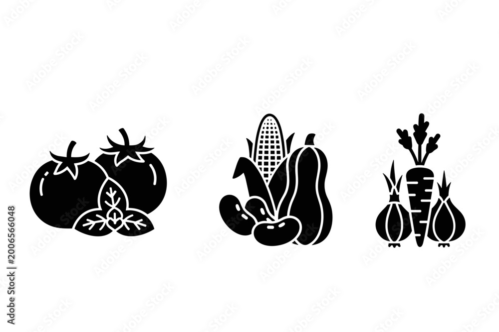 Fototapeta premium Fresh Vegetables Icons