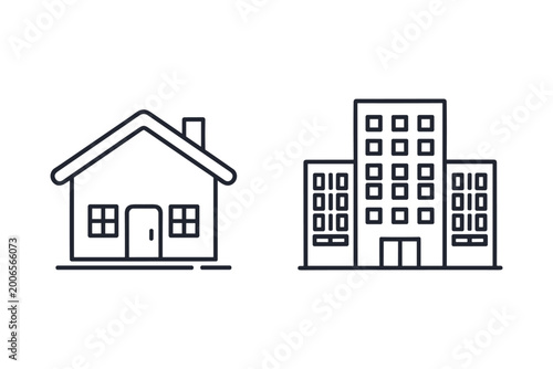 House and Apartment Building Icons