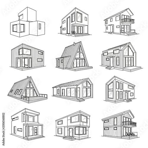 Quadro su tela Variety of Modern House Designs.