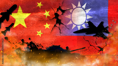 Vászonkép War and armed conflict threaten peace in China and Taiwan
