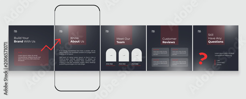 Set of LinkedIn carousel post, ui ux social media Instagram carousel post, modern and editable business carousel template design	
