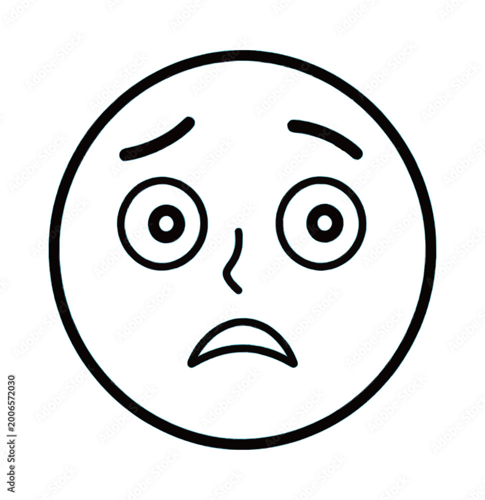Fototapeta premium Crying Sad Face Line Art Icon Concept for Emotion App