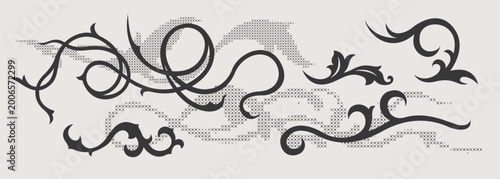 Vector design element of classic baroque ornaments with elegant scrollwork, medieval details.