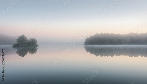Misty Lake Reflection Background With Copy Space | sunrise over the lake