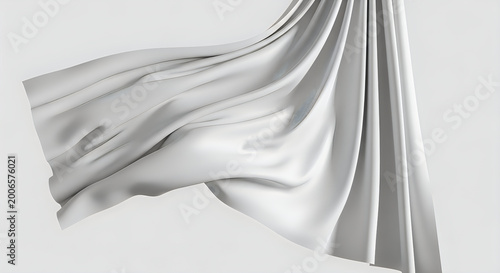 A flowing white fabric in a dynamic and elegant display of movement and texture.