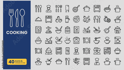 Photos Cooking web icons in line style