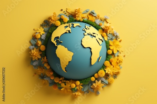 Eco friendly Earth papercut style illustration
