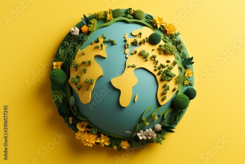 Eco friendly Earth papercut style illustration