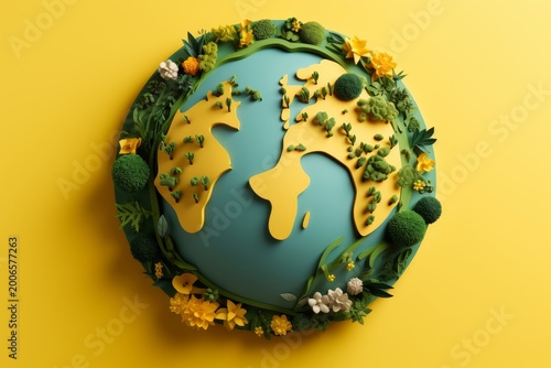 Eco friendly Earth papercut style illustration