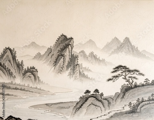 Chinese ink mural
