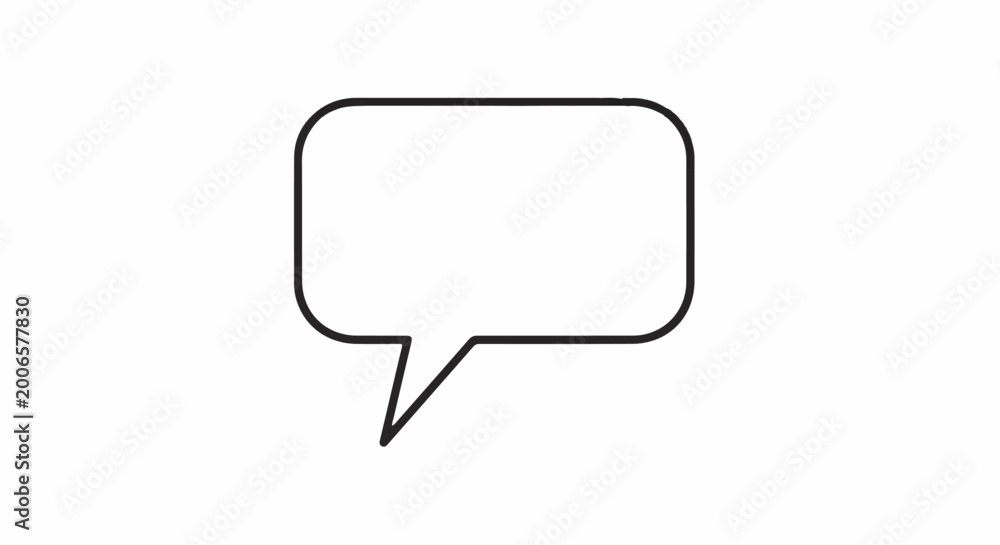 Fototapeta premium Simple black outlined speech bubble on white background