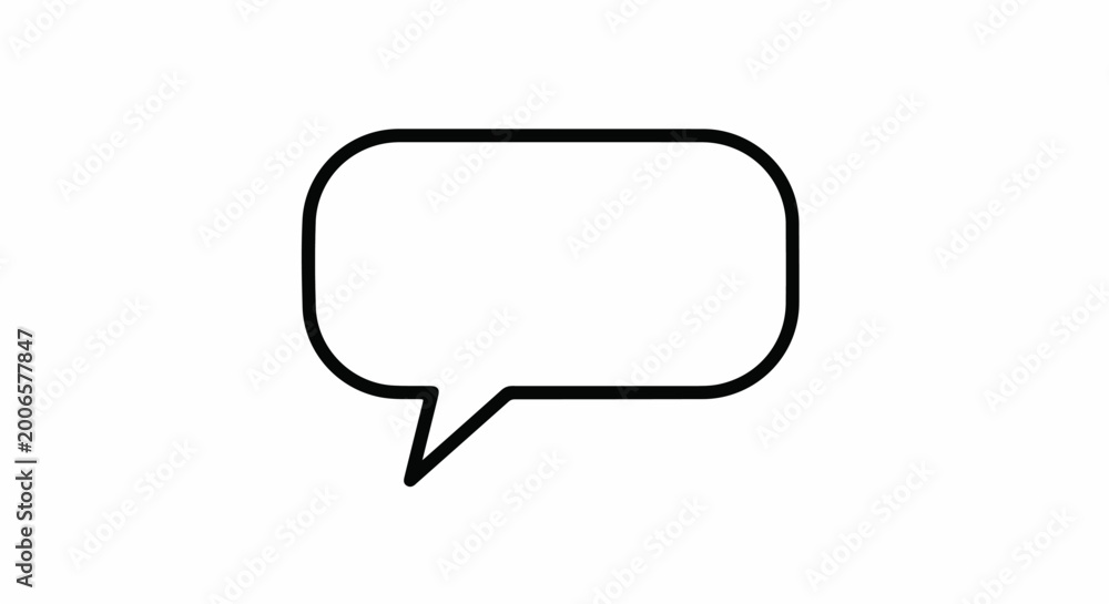 Fototapeta premium A simple graphic of a black outlined speech bubble on a white background