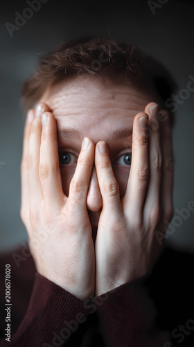 A person making direct eye contact with the camera to invite questions during a live Q&A, Generative AI illustrations.