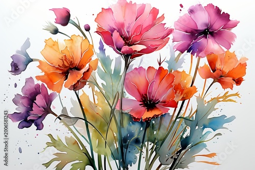 Watercolor flowers illustration