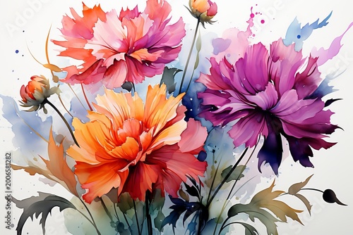 Watercolor flowers illustration