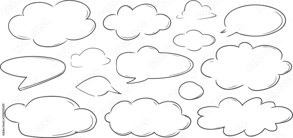Fototapeta premium Hand-drawn speech and thought bubbles collection