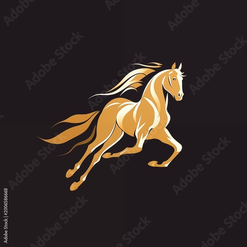 Gold horse flat graphic illustration