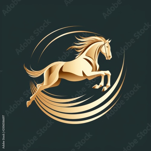Gold horse flat graphic illustration