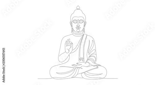 Konstfotografi Meditating Buddha Line Art Illustration, Zen Buddhism, Spiritual Enlightenment,