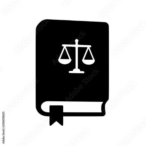 Legal code book black white icon 