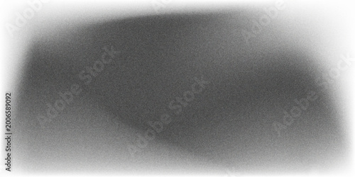 Fotografía Dark grainy background, black white abstract shape wide banner, noise texture po