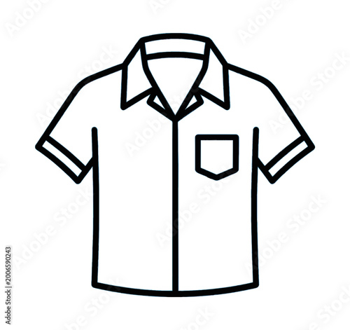 Casual Button Down Shirt Outline Vector Icon Design