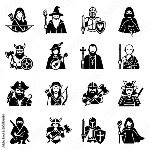 Fantasy Role-Playing Game Character Avatars & Icons Collection