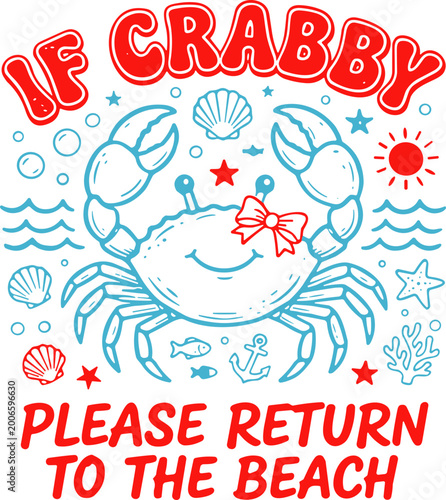 Картината върху платно If Crabby Please Return To The Beach SVG, Funny Crab SVG, Summer Beach SVG, Summ