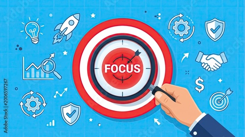 Business Concept Illustration Focus on Strategy and Goals