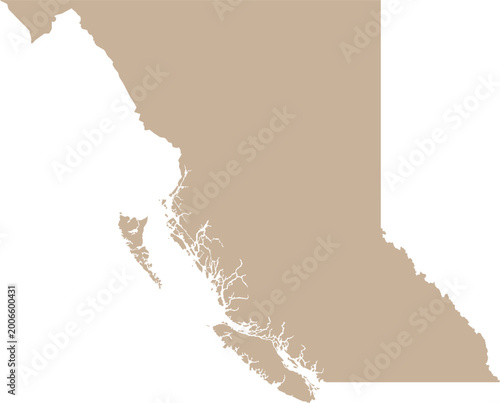 Foto British Columbia Province (BC) Isolated Cartographic Illustration Vector Editable Silhouette
