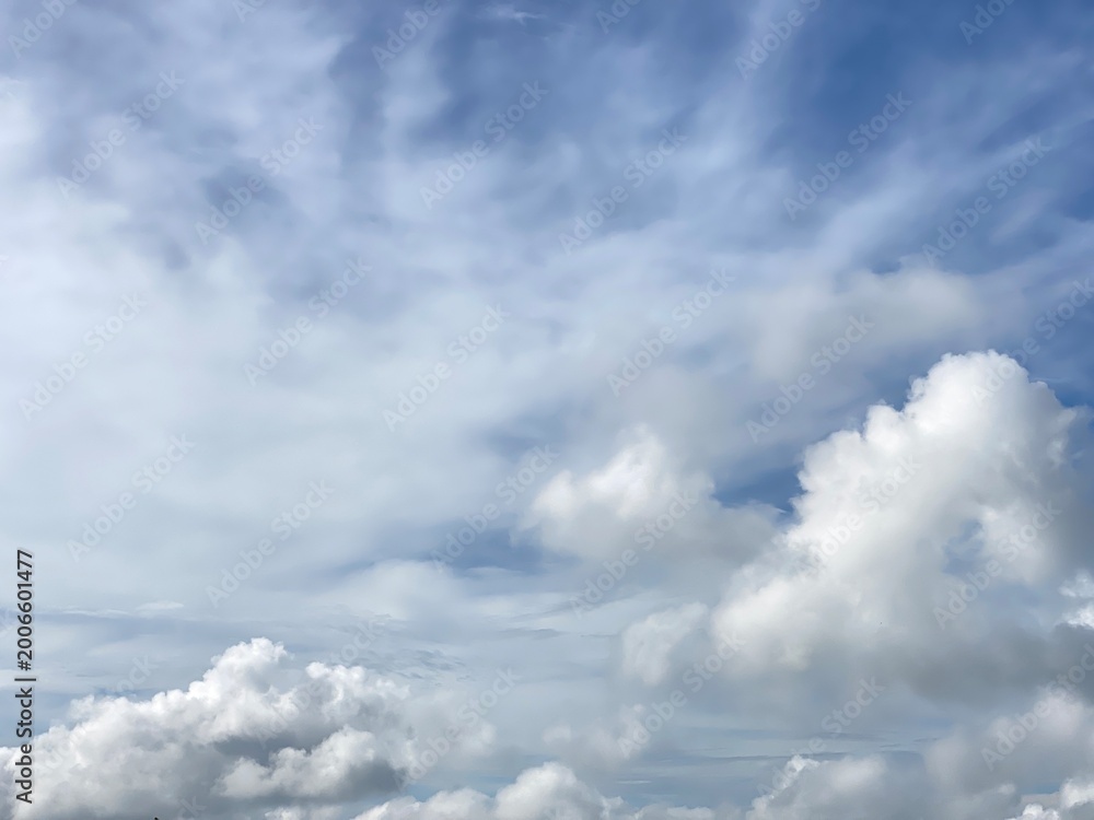 Naklejka premium Blue sky with white clouds