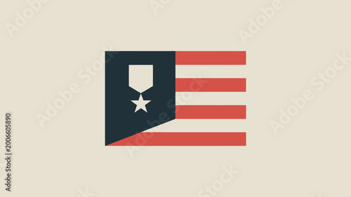 Free Download Modern military medal badge on american flag style background vector icon - GFXLoad