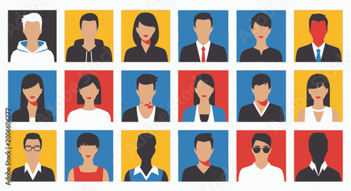 Photos Diverse Professional Avatar Faces Set on Isolated White Background