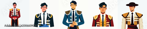 Obraz na plátně vector of a young man wearing a Spanish matador costume