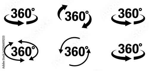 360 degree view icon set for vr