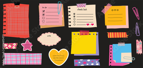 Tableau sur toile Ripped lined paper strips collection