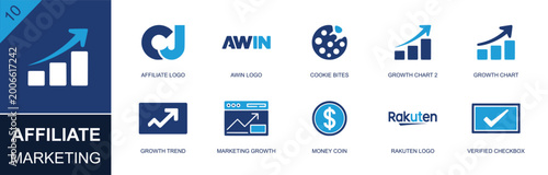 Tableau sur toile Affiliate marketing icon set