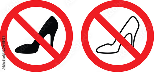 Schilderij op canvas No high heels warning forbidden sign symbol vector illustration for safety restr