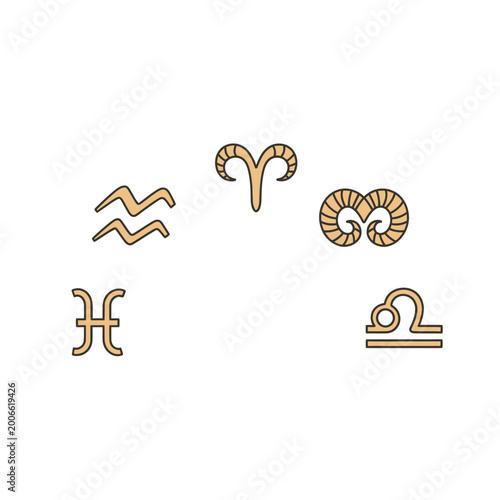 Minimalist astrological zodiac symbols vector illustration set